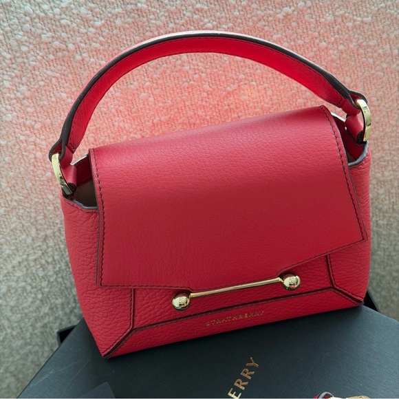 Strathberry Mosaic Nano in Raspberry with Burgundy Stitch (new in a box) - Picture 2 of 15